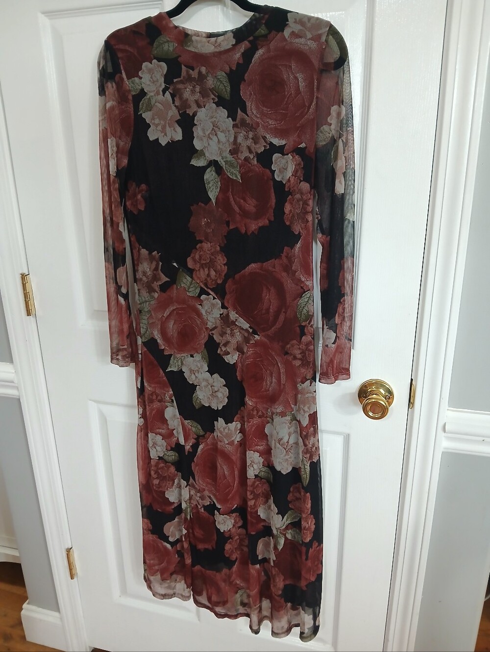Kate And Lily Floral Mesh L/S Dress - Black & Rose Fairy Grunge Whimsigoth Y2K